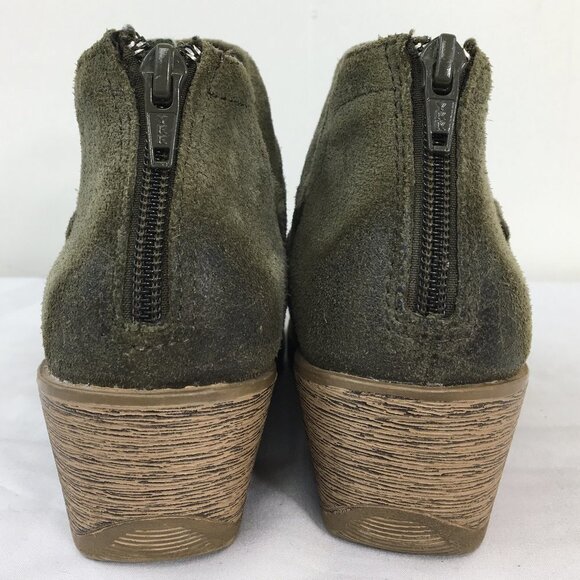 Earth Origins Oakland Amanda Olive Suede Ankle Boots Size 6.5 GOOD Condition - Picture 5 of 8